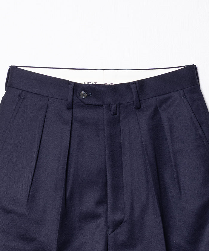 WOOL TRICOTINE WIDE TAPERED - NAVY