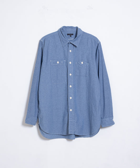 【ENGINEERED GARMENTS】WORK SHIRT 4.5OZ COTTON CHAMBRAY - INDIGO / エンジニアードガーメンツ ワークシャツ 山ポケ シャンブレーシャツ アメリカ製 2025AW 2025秋冬 正規取扱店 神奈川 鎌倉 オンラインショップ 通販 