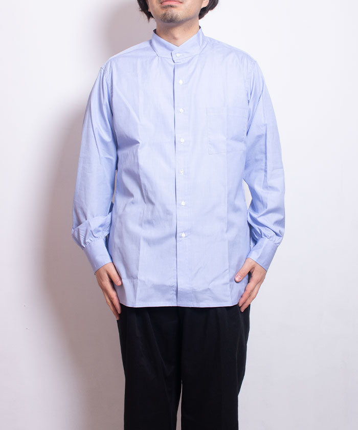 【ANATOMICA】BAND COLLAR  SHIRT END ON END - BLUE / アナトミカ バンドカラーシャツ エンドオンエンド