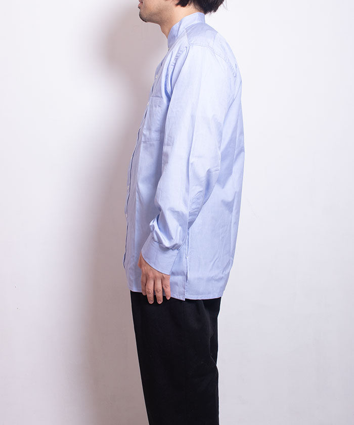 Anatomica] Band Collar Shirt End on End -Blue / Anatomica Band Color Shirt  End of End – ARZACH KAMAKURA