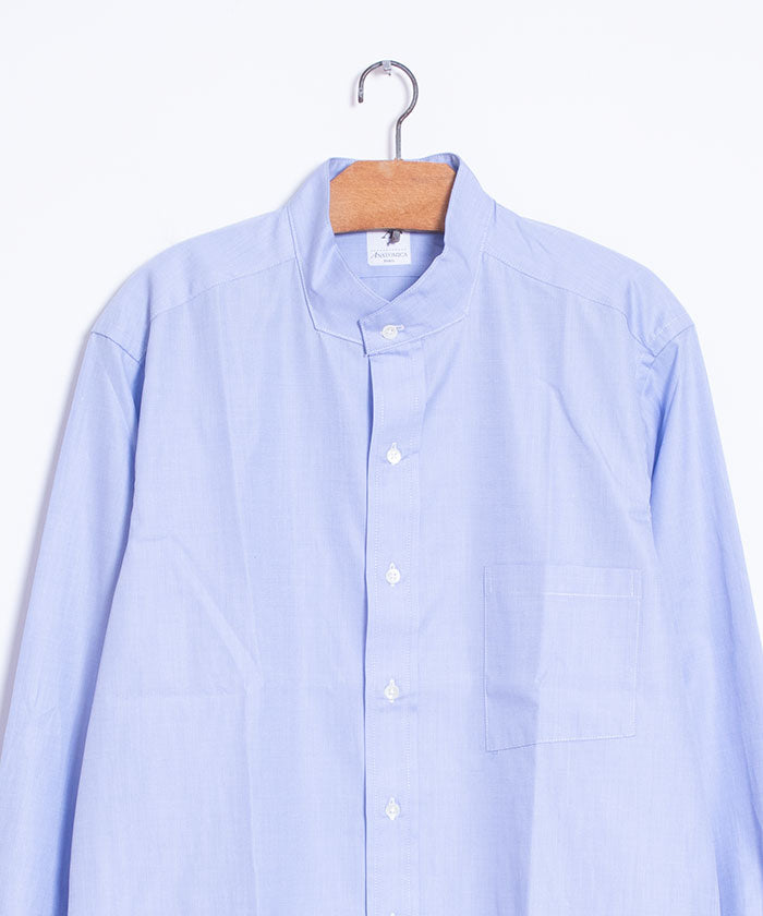 【ANATOMICA】BAND COLLAR  SHIRT END ON END - BLUE / アナトミカ バンドカラーシャツ エンドオンエンド