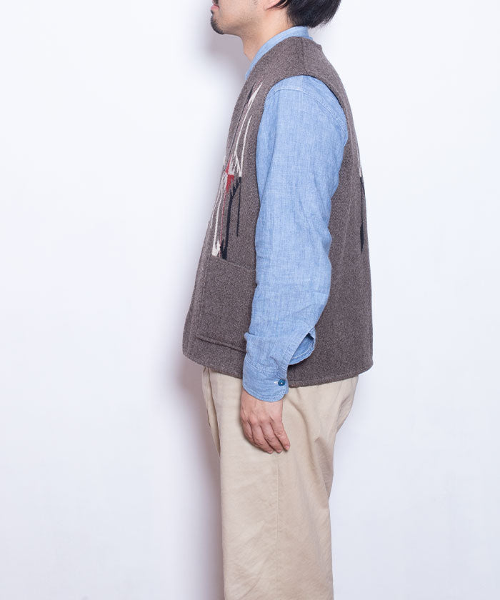 【CENTINELA】CENTINELA CHIMAYO VEST - CHARCOAL GREY / センチネラ チマヨベスト チャコールグレー 42