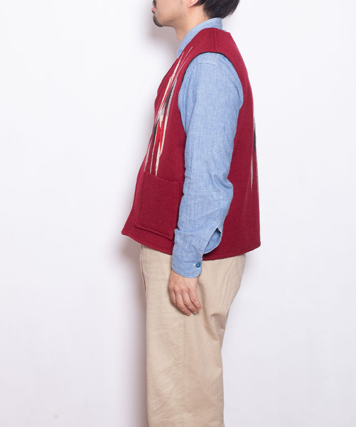 【CENTINELA】CENTINELA CHIMAYO VEST - BURGUNDY / センチネラ チマヨベスト バーガンディー 42サイズ