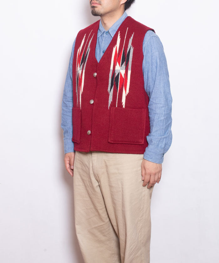 【CENTINELA】CENTINELA CHIMAYO VEST - BURGUNDY / センチネラ チマヨベスト バーガンディー 42サイズ