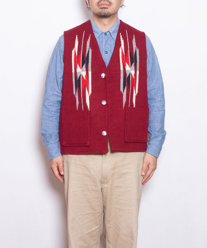 【CENTINELA】CENTINELA CHIMAYO VEST - BURGUNDY / センチネラ チマヨベスト バーガンディー 42サイズ