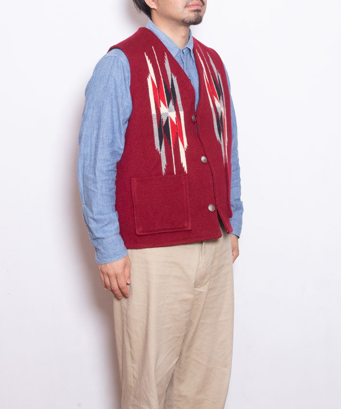 【CENTINELA】CENTINELA CHIMAYO VEST - BURGUNDY / センチネラ チマヨベスト バーガンディー 42サイズ