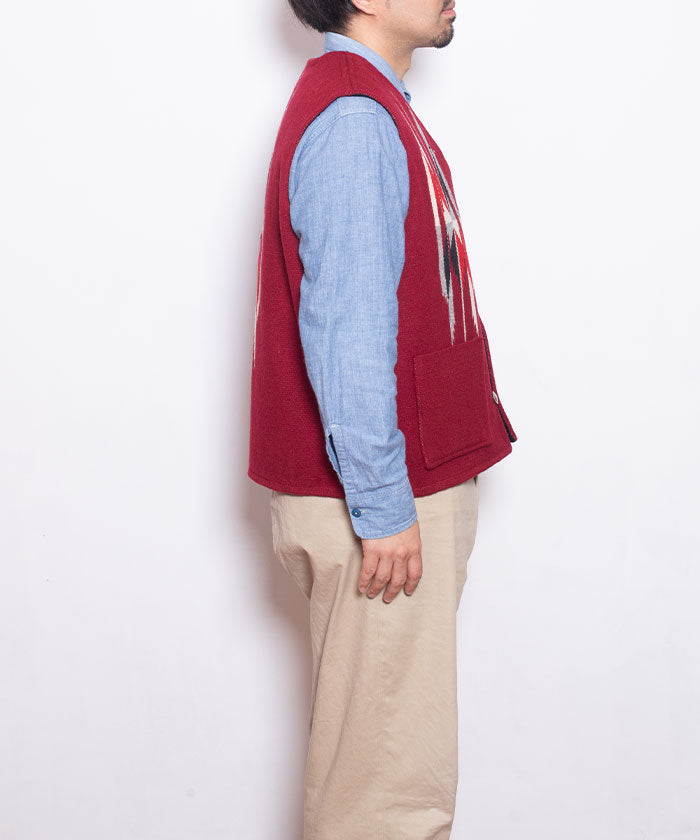 【CENTINELA】CENTINELA CHIMAYO VEST - BURGUNDY / センチネラ チマヨベスト バーガンディー 42サイズ