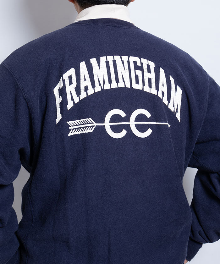 1990's CHAMPION REVERSE WEAVE SWEATSHIRT MADE IN USA FRAMINGHAM COUNTRY CLUB / アメリカ製 チャンピオン リバースウィーブ スウェット 企業モノ 両面プリント ネイビー XLサイズ 通販 オンラインショップ