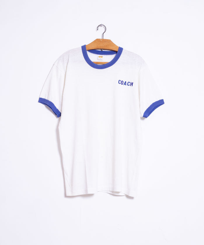 1970's RUSSELL RINGER TEE COACH / ビンテージ ラッセルアスレチック リンガーTシャツ アメリカ製 フロッキープリント