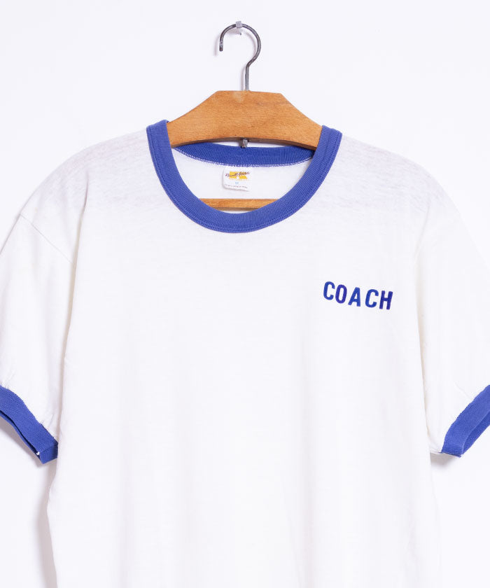 1970's RUSSELL RINGER TEE COACH / ビンテージ ラッセルアスレチック リンガーTシャツ アメリカ製 フロッキープリント