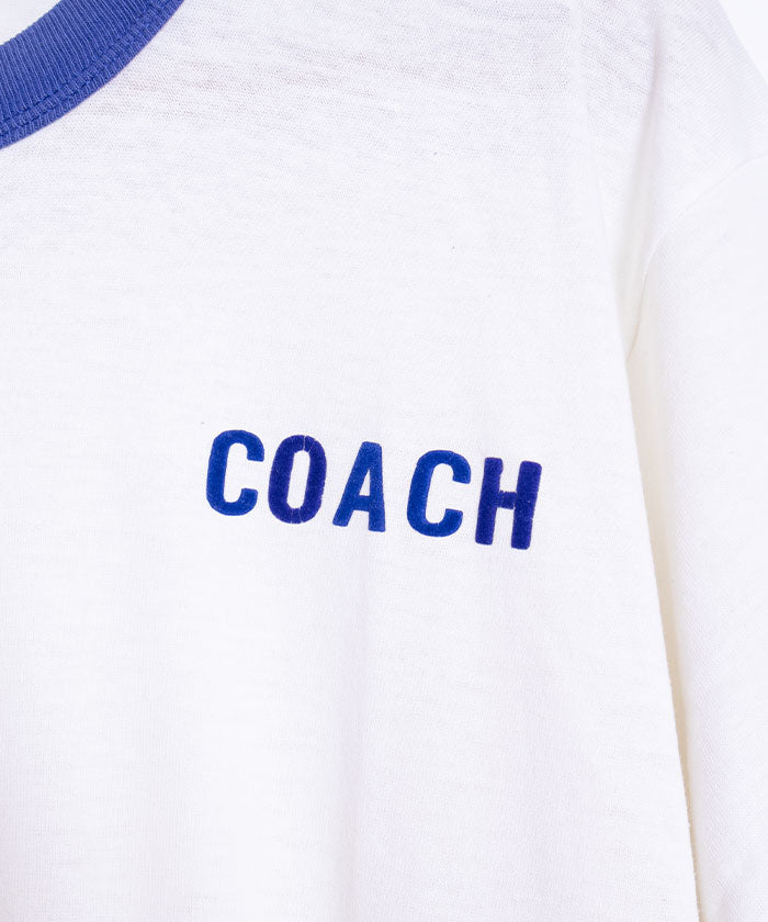 1970's RUSSELL RINGER TEE COACH / ビンテージ ラッセルアスレチック リンガーTシャツ アメリカ製 フロッキープリント