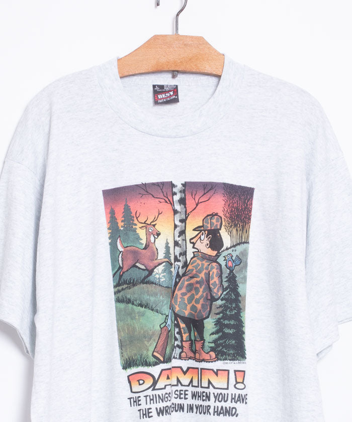 1990's FRUIT OF THE LOOM TEE DAMN! MADE IN USA / アメリカ製 フルーツ オブ ザ ルーム アニマルプリントTシャツ