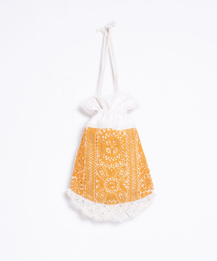 ANTIQUE EMBROIDERY DRAWSTRING BAG / アンティーク トランシルヴァニア刺繍 巾着バッグ