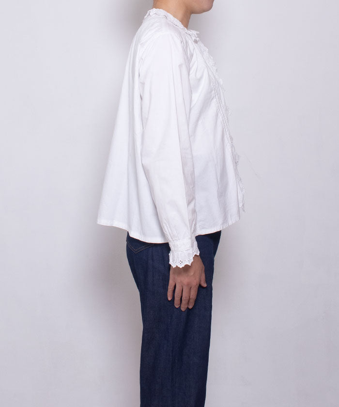 FRENCH ANTIQUE WHITE COTTON BLOUSE / フレンチアンティーク ホワイトコットンブラウス