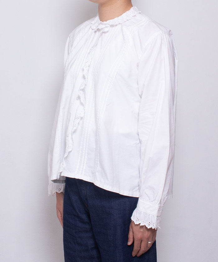 FRENCH ANTIQUE WHITE COTTON BLOUSE / フレンチアンティーク ホワイトコットンブラウス