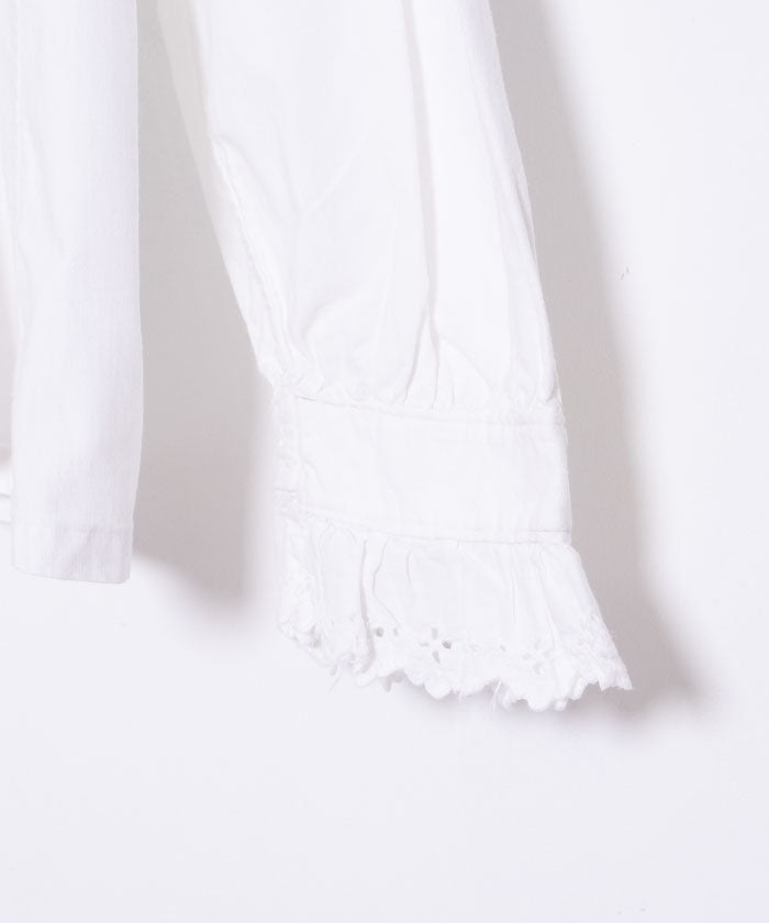 FRENCH ANTIQUE WHITE COTTON BLOUSE - A'r139 Kamakura