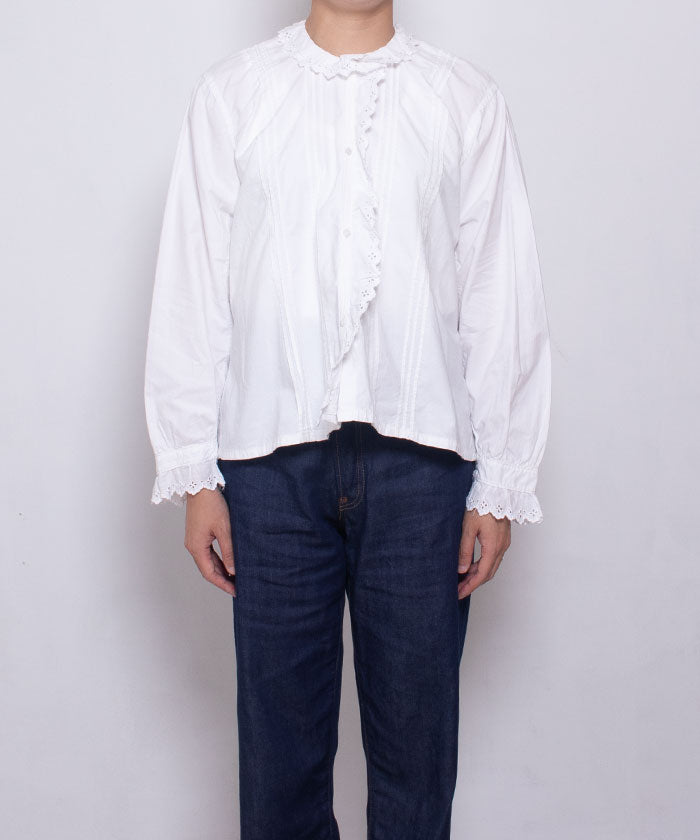 FRENCH ANTIQUE WHITE COTTON BLOUSE / フレンチアンティーク ホワイトコットンブラウス