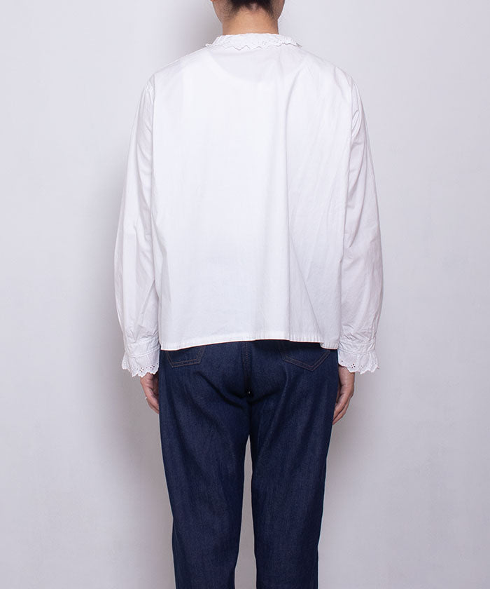 FRENCH ANTIQUE WHITE COTTON BLOUSE / フレンチアンティーク ホワイトコットンブラウス