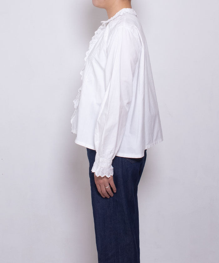 FRENCH ANTIQUE WHITE COTTON BLOUSE / フレンチアンティーク ホワイトコットンブラウス