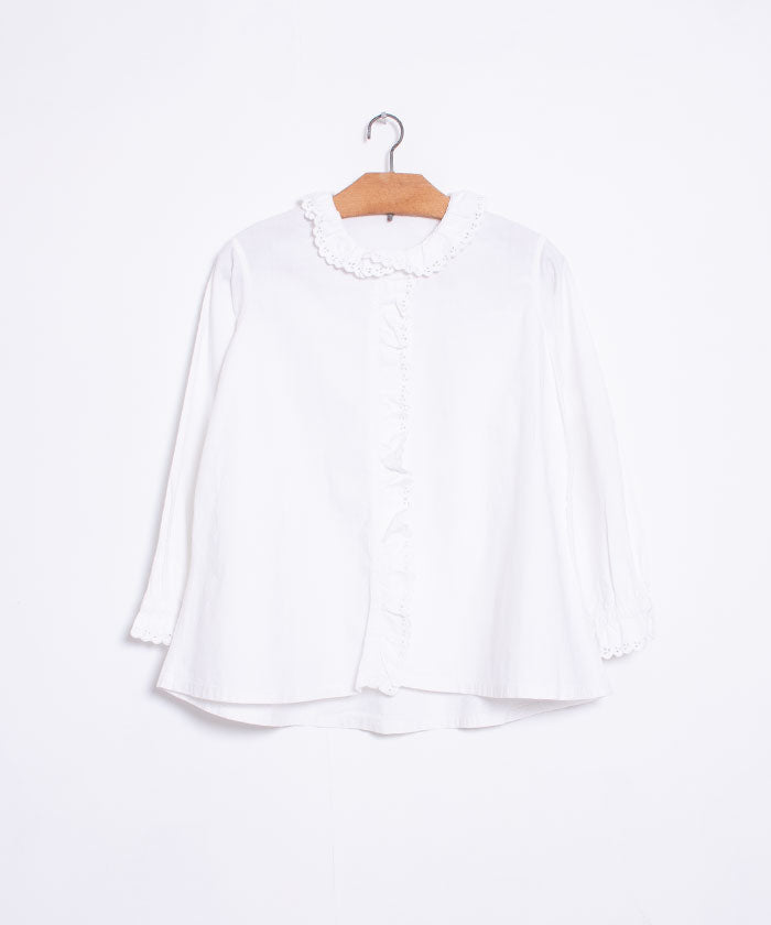 FRENCH ANTIQUE EDWARDIAN RUFFLE BLOUSE - A'r139 Kamakura