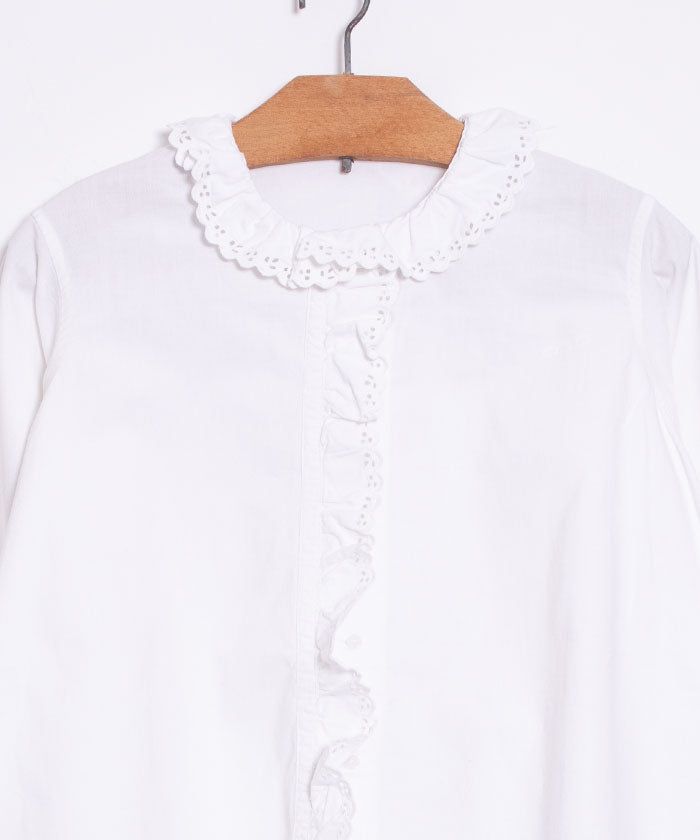 FRENCH ANTIQUE EDWARDIAN RUFFLE BLOUSE - A'r139 Kamakura