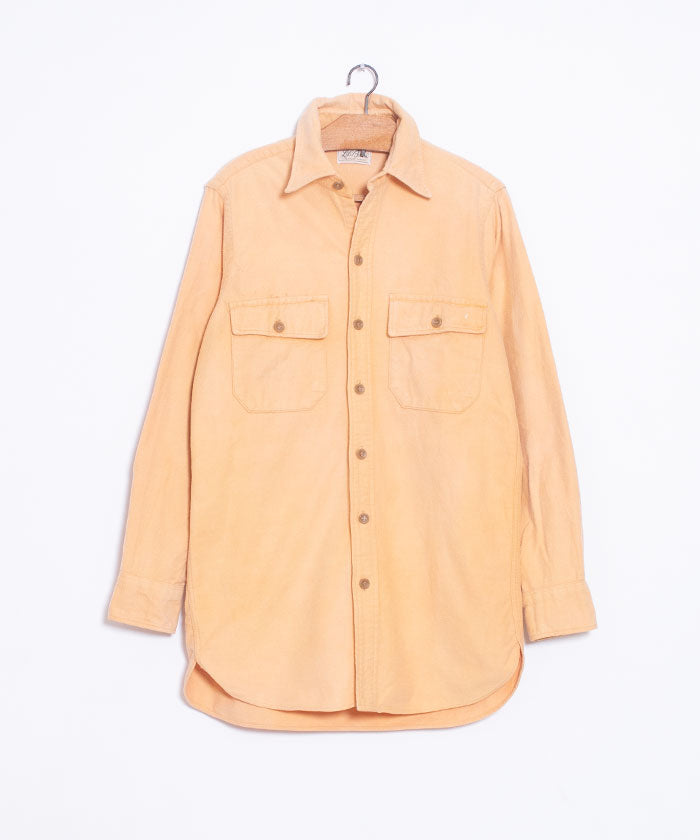 1960's L.L.BEAN CHAMOIS SHIRT - YELLOW BEIGE / 60s アメリカ製 エルエルビーン シャモアシャツ ビンテージ 筆記体タグ