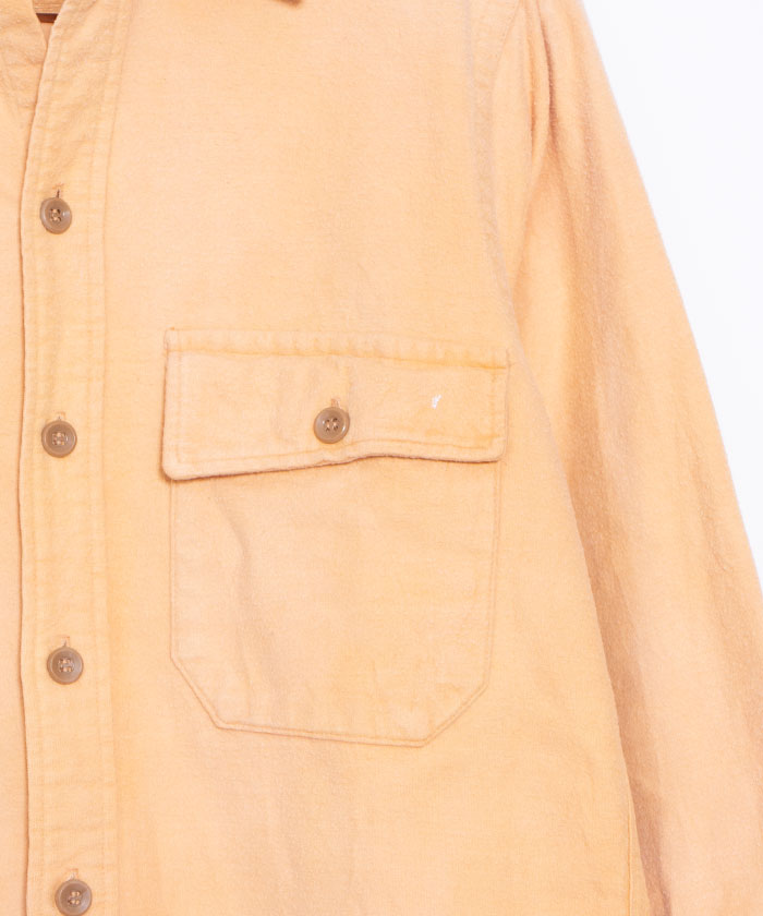 1960's L.L.BEAN CHAMOIS SHIRT - YELLOW BEIGE / 60s アメリカ製 エルエルビーン シャモアシャツ ビンテージ 筆記体タグ