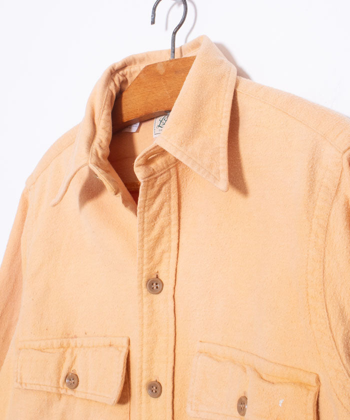 1960's L.L.BEAN CHAMOIS SHIRT - YELLOW BEIGE / 60s アメリカ製 エルエルビーン シャモアシャツ ビンテージ 筆記体タグ