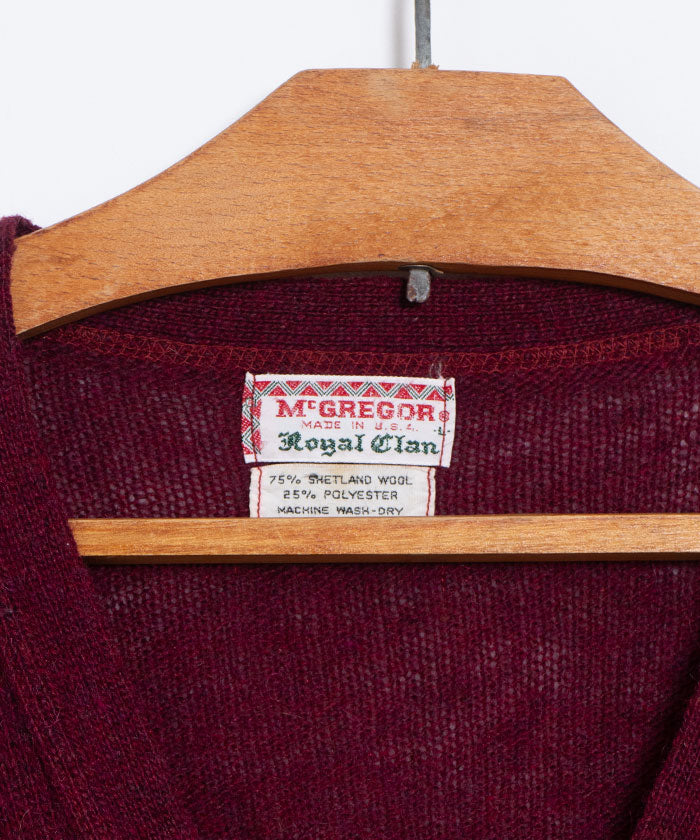 1960’s McGREGOR ROYAL CLAN SHETLAND WOOL KNIT CARDIGAN / 60s マクレガー アメリカ製 シェットランドウールニット カーディガン