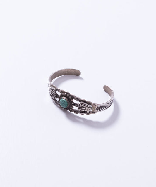 VINTAGE NAVAJO TURQUOISE & THUNDER BIRD APPLIQUE CUFF BRACELET FRED HARVEY ERA / ヴィンテージ ナバホ バングル