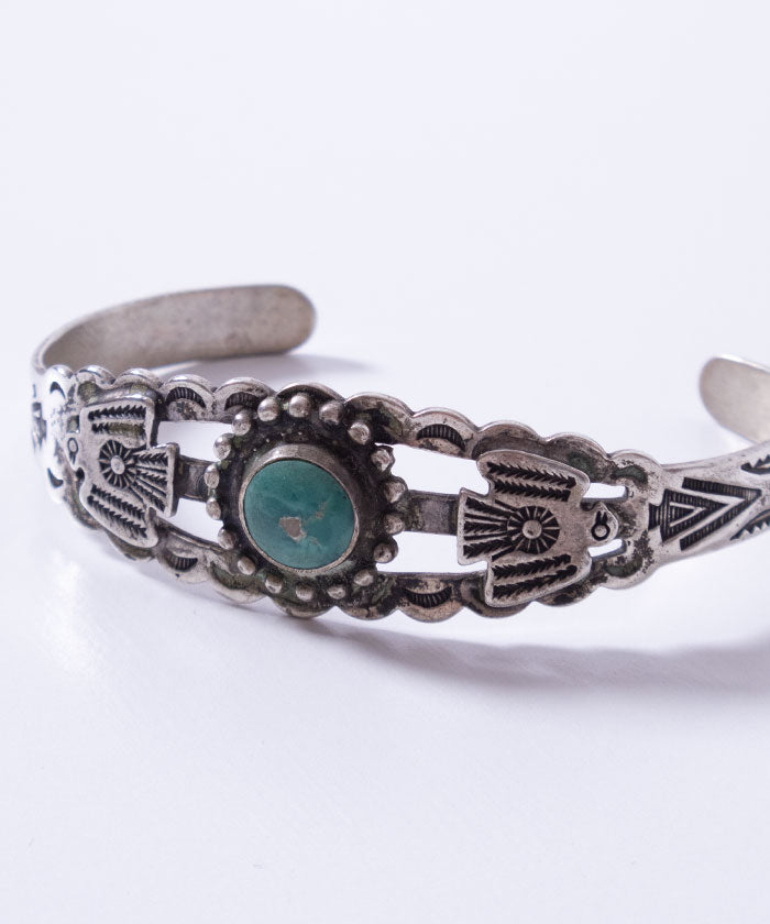 VINTAGE NAVAJO TURQUOISE & THUNDER BIRD APPLIQUE CUFF BRACELET FRED HARVEY  ERA / ナバホ シルバーバングル – ARZACH KAMAKURA