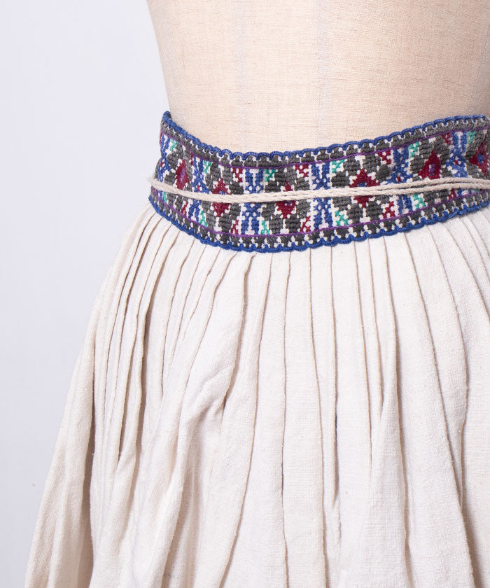 ANTIQUE ROMANIAN EMBROIDERY LINEN SKIRT / アンティーク ルーマニア刺繍 ホームスパンリネンスカート 民族衣装