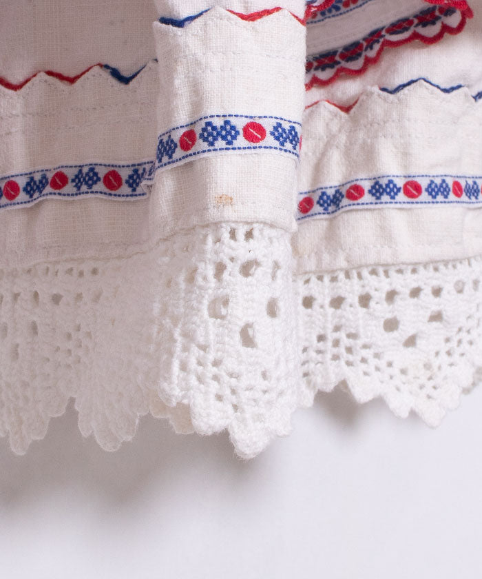 ANTIQUE ROMANIAN EMBROIDERY LINEN SKIRT / アンティーク ルーマニア刺繡 ホームスパンリネンスカート 民族衣装