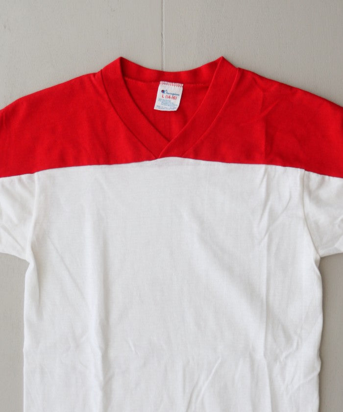 1980’s CHAMPION VNECK TEE FOR KIDS - RED / ビンテージ チャンピオン VネックTシャツ トリコタグ アメリカ製 キッズサイズ